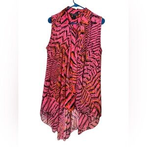 Ashley Stewart Flowy Flattering Pink & Orange Sleeveless Blouse 22/24